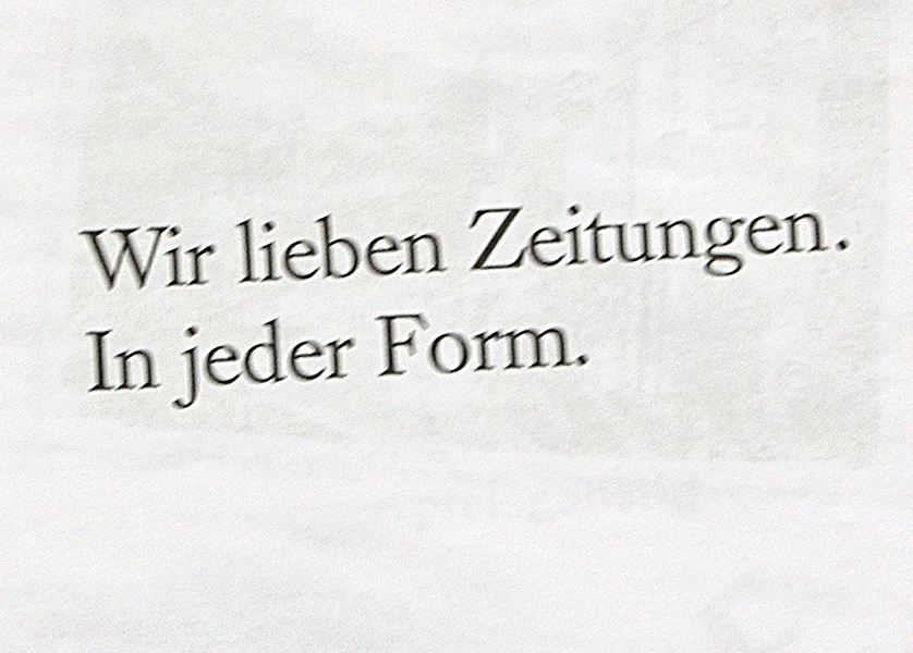 Zeitungsprodukt Wir lieben Zeitungen